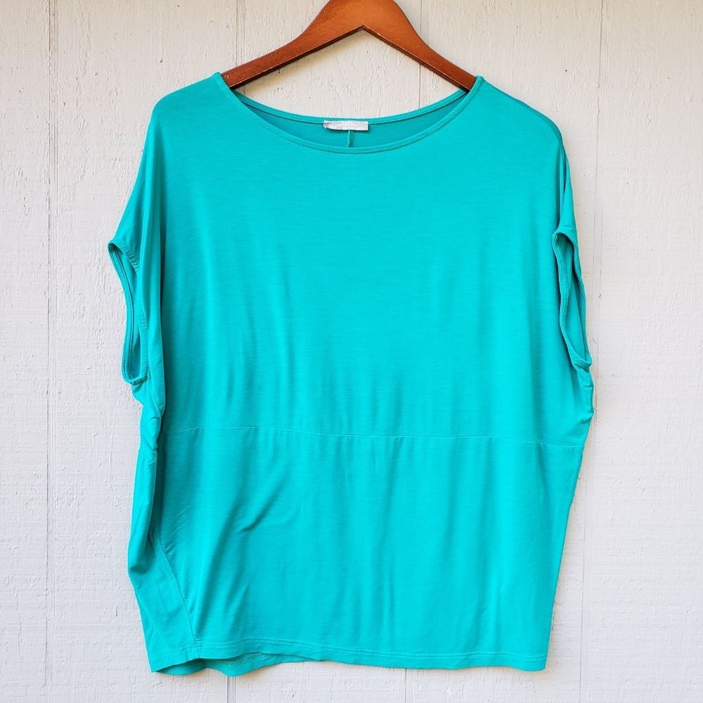 Zara Oversized Solid Blue Top Drop Shoulder Small